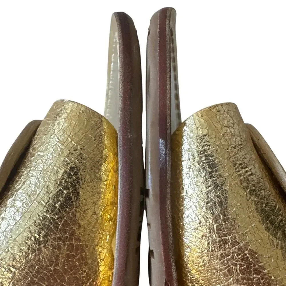 Tory Burch Aerin Metallic Gold Kitten Heel Slides 8.5